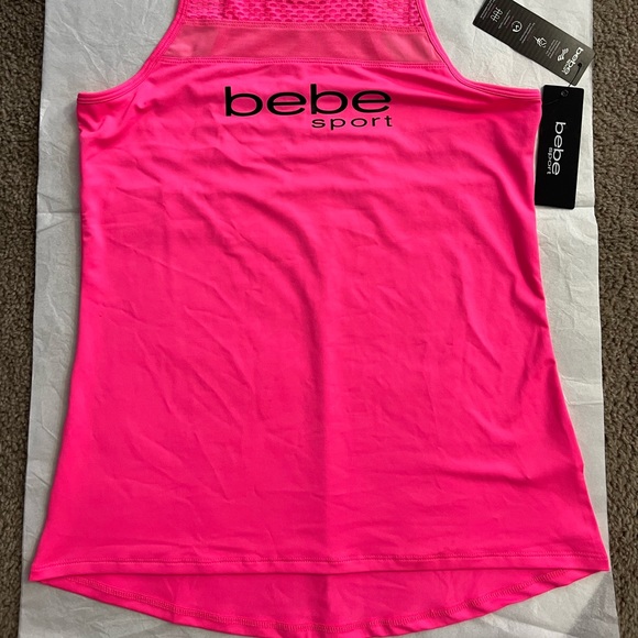 BEBE SPORT MESH TRIM HI-LO TANK SIZE SMALL - HOT PINK - Picture 6 of 8